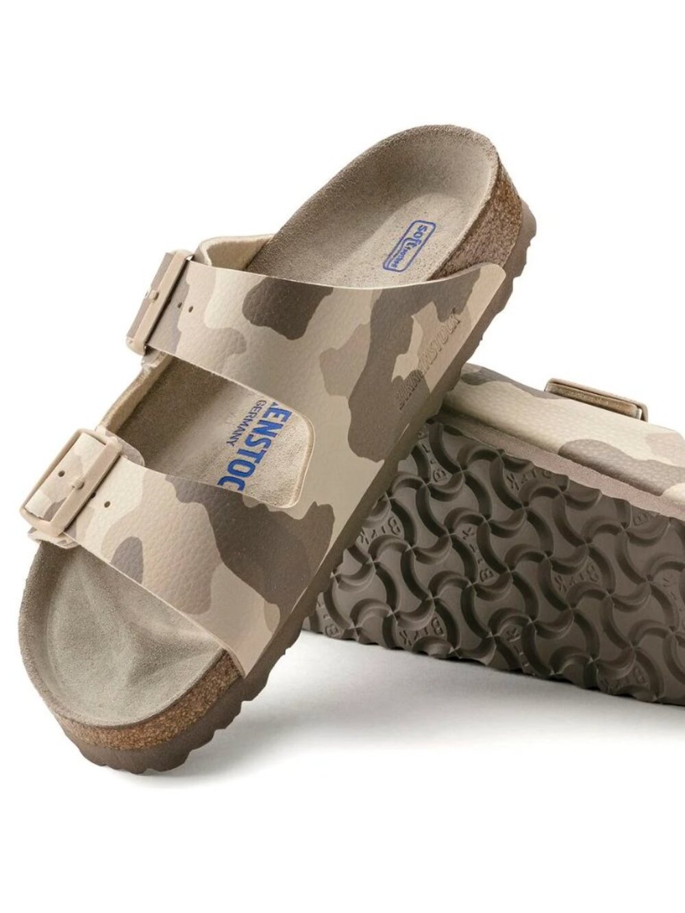 NWT Birkenstock Arizona Soft Bed Birko-Flor Sandals Camo Desert Soil 40
